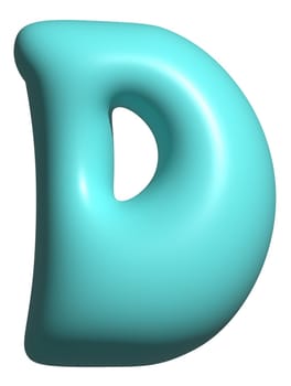 Blue balloon letter D capital, 3D alphabet display font