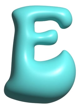 Blue balloon letter E capital, 3D alphabet display font