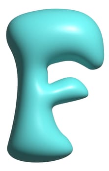 Blue balloon letter F capital, 3D alphabet display font