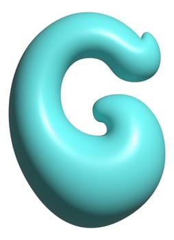 Blue balloon letter G capital, 3D alphabet display font