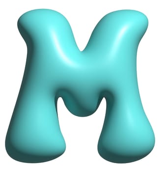 Blue balloon letter K capital, 3D alphabet display font