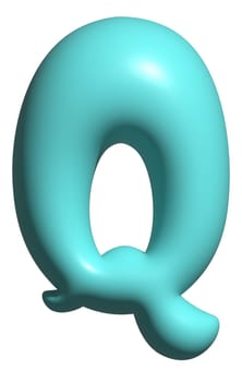 Blue balloon letter Q capital, 3D alphabet display font
