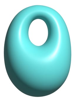 Blue balloon letter O capital, 3D alphabet display font