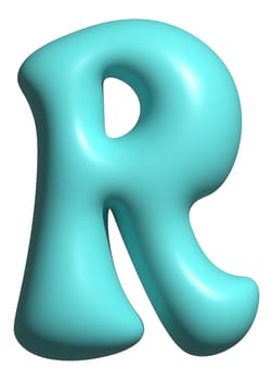 Blue balloon letter R capital, 3D alphabet display font