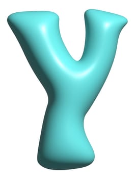Blue balloon letter Y capital, 3D alphabet display font