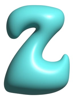 Blue balloon letter Z capital, 3D alphabet display font