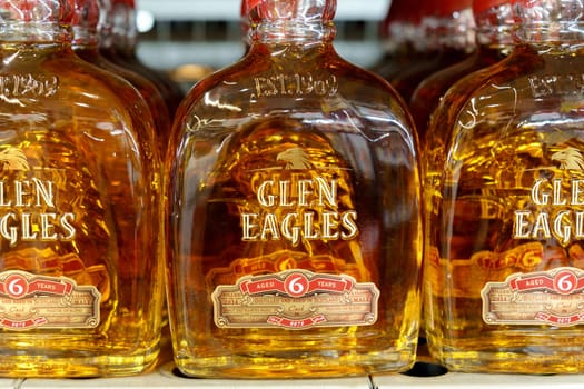Tyumen, Russia-March 17, 2023: Glen Eagles malt whiskey has been on store shelves for 6 years.