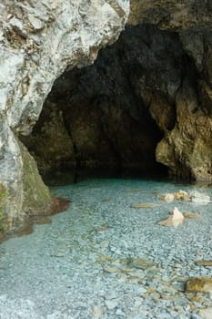 Crystal clear blue water at the spring called Birnbachloch near Leogang in Austria
