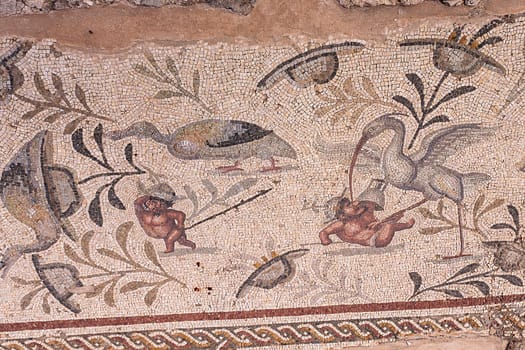 Libya - 10/30/2006: The ancient ruins of Villa Sileen (Silin), home of the Roman Patricians, with its magnificent mosaics.