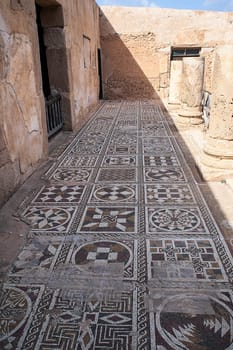 Libya - 10/30/2006: The ancient ruins of Villa Sileen (Silin), home of the Roman Patricians, with its magnificent mosaics.