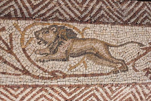 Libya - 10/30/2006: The ancient ruins of Villa Sileen (Silin), home of the Roman Patricians, with its magnificent mosaics.