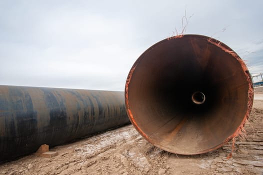 The large pipes at construction site