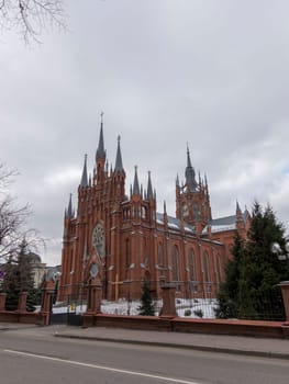 MOSCOW, RUSSIA - NOVEMBER 02, 2019 : Cathedral Of The Immaculate Conception Of The Holy Virgin Mary.