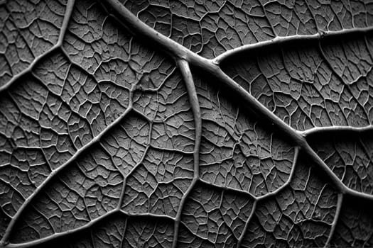 Abstract macro leaf patterns monochrome background. High resolution black and white image.