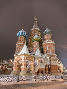 Saint Basil's Resurrection Cathedral tops on the Moscow Russia. Red Square.