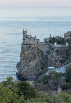 Well-known Swallow's Nest castle on the rock in the Black Sea in Crimea, Russia.