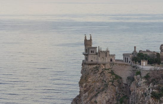 Well-known Swallow's Nest castle on the rock in the Black Sea in Crimea, Russia.