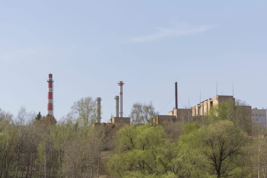 Petrochemical plant with on the sky background.