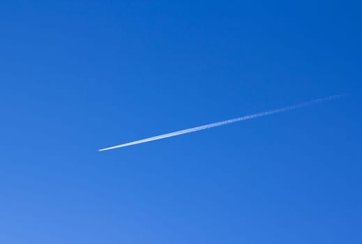 trace of the plane in the sky.