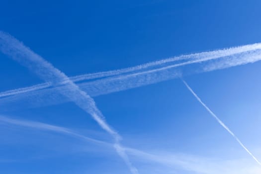 trace of the plane in the sky.