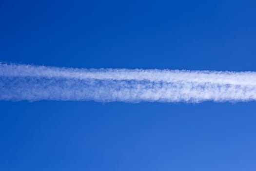 trace of the plane in the sky.