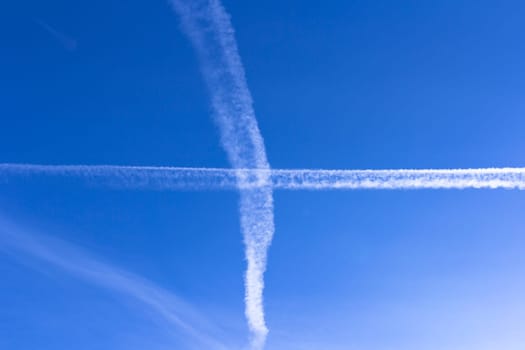 trace of the plane in the sky.
