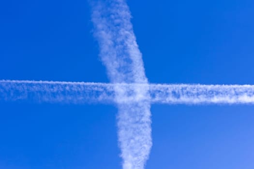trace of the plane in the sky.