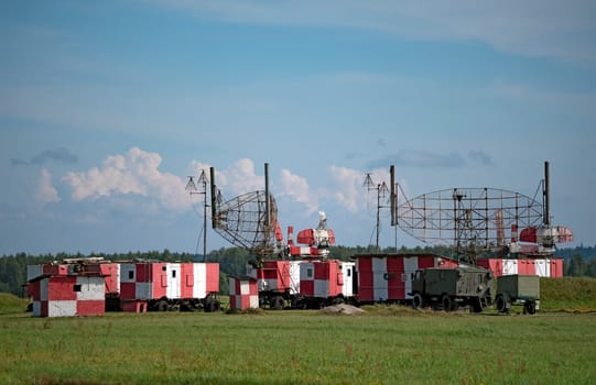 Aerodrome locators rotate to control the movement of aircraft in the sky.