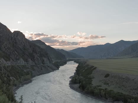 Waves, spray and foam river Katun in Altai mountains Siberia, Russia.
