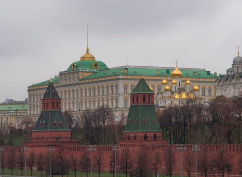 Kremlin Moscow Dome of Senate building Russian Flag tower.