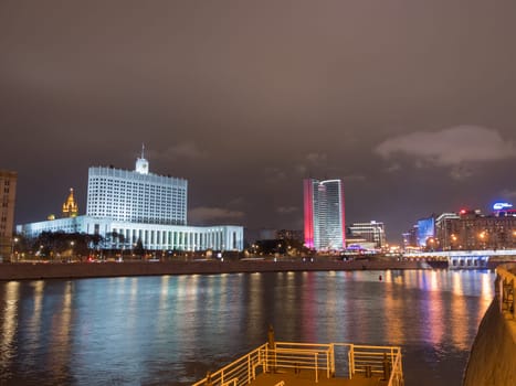 House of Government in Moscow Russia, at night.