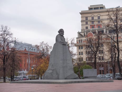MOSCOW - OCTOBER 14: The Monument to Karl Marx in Moscow city center. Popular landmark. Russia on October 14, 2017 in Moscow, Russia.