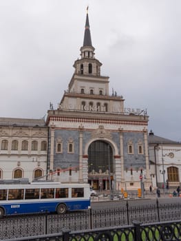 MOSCOW - OCTOBER 14: The building of the Kazan railway station on October 14, 2017 in Moscow, Russia.