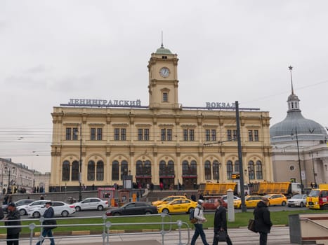 MOSCOW - OCTOBER 14: Leningrad station. One of the nine railway stations and oldest railway station in Moscow on October 14, 2017 in Moscow, Russia.