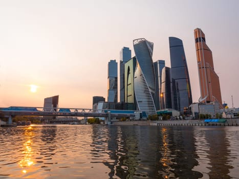Moscow Modern buildings of glass and steel skyscrapers against the sky