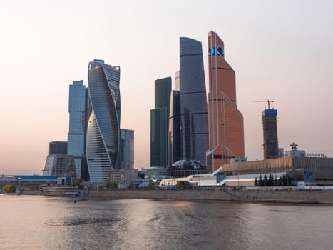 MOSCOW - OCTOBER 14: Moscow Modern buildings of glass and steel skyscrapers against the sky on October 14, 2017 in Moscow, Russia.