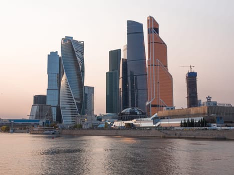 MOSCOW - OCTOBER 14: Moscow Modern buildings of glass and steel skyscrapers against the sky on October 14, 2017 in Moscow, Russia.