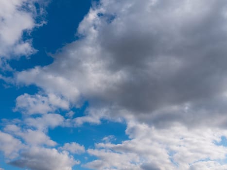 Beautiful blue sky with bright white clouds.