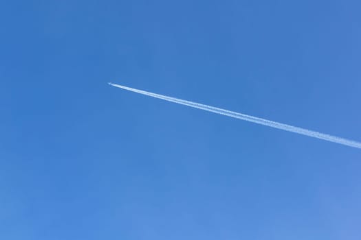 trace of the plane in the sky.