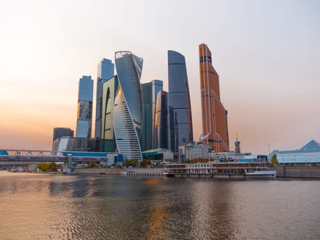 Moscow Modern buildings of glass and steel skyscrapers against the sky