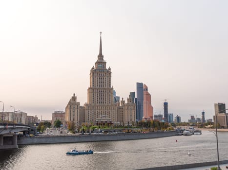MOSCOW - OCTOBER 14: Moscow Stalin era tower building of Ukraine hotel on October 14, 2017 in Moscow, Russia.