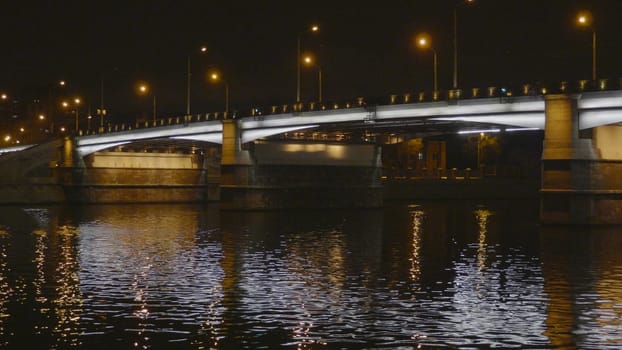 Sunny summer day moscow river bay kremlin night.