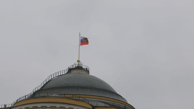 Kremlin Moscow Dome of Senate building Russian Flag tower.