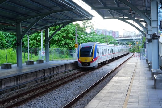 Kuala Lumpur, Malaysia. March 5, 2023. MRT or Mass Rapid Transit train at the station. Street Photography Editorial.