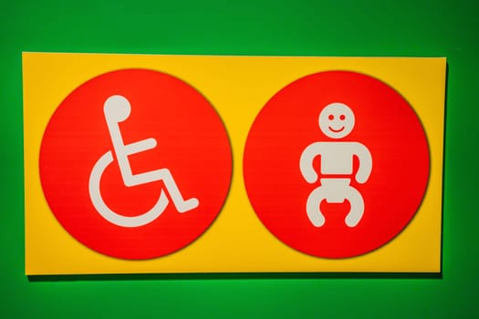 Signs for small children and disabled people.