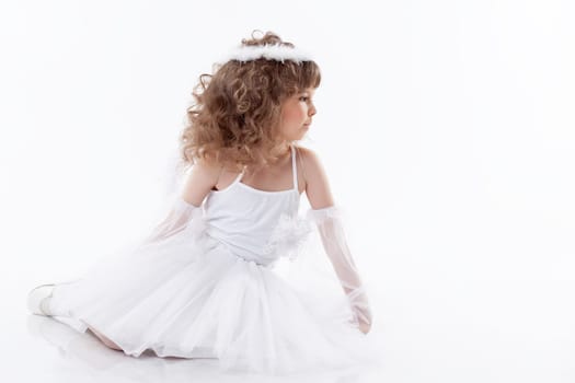 Adorable little angel isolated on white background