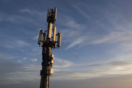 Aerial photographic documentation of a telephone repeater taken from another mountain 