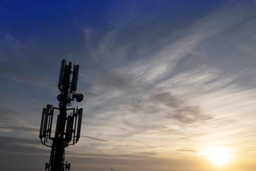 Aerial photographic documentation of a telephone repeater taken from another mountain 