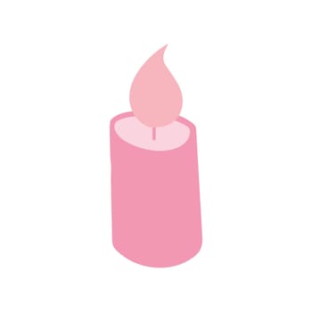 Vector illustration of pink cute candle. Hand drawn fragrance element. Simple doodle drawing of aromatic object