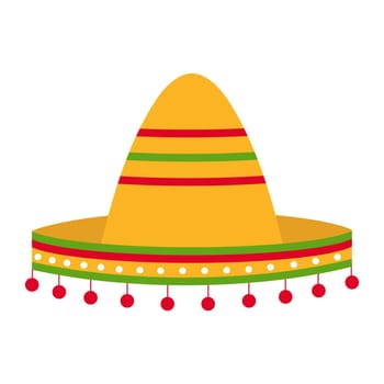 Mexican sombrero hat vector Illustration on a white background. Traditional Mexican hat.